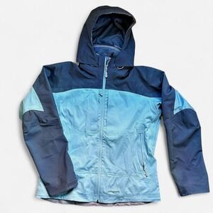 Patagonia Jacket Light Smoke Flash Gray Blue Removable Hood Zip Up Women's L